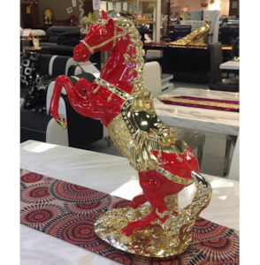 Horse Ornament - Red & Golden