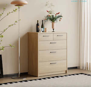 Bed Room: Platsa 5 Drawer Tallboy, Grey Oak