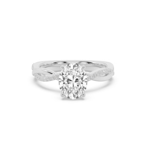 All Engagement Rings: Oval with Gold & Diamond Twist Band Engagement Ring