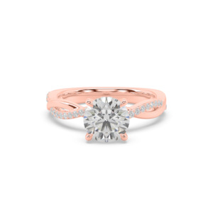 All Engagement Rings: Round with Gold & Diamond Twist Band Engagement Ring