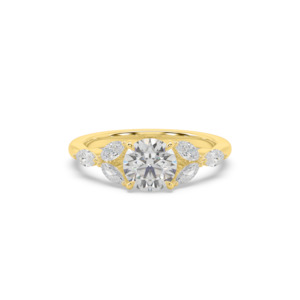 All Engagement Rings: Round with Marquise Diamond Cluster Engagement Ring