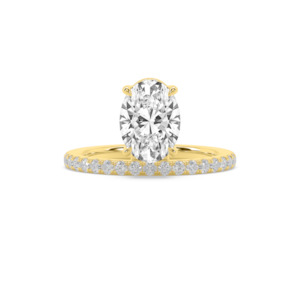 Floating Oval Diamond Hidden Halo & Band Engagement Ring