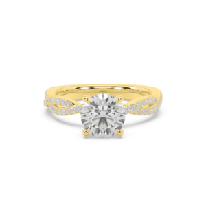 All Engagement Rings: Round with Diamond Twist Band Engagement Ring