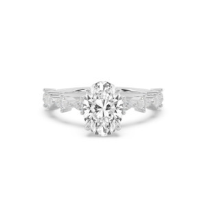 Oval with Marquise Diamond Band Engagement Ring