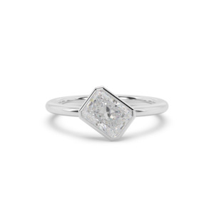 Solitaire Engagement Ring: Radiant Angled Bezel Engagement Ring