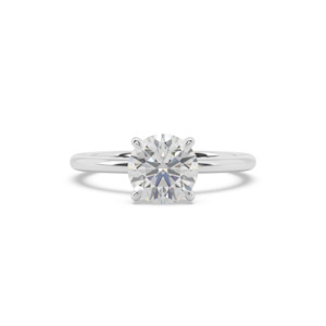 Solitaire Engagement Ring: Round Hidden Diamond Halo Engagement Ring