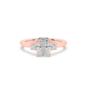 Cushion and Round Diamond Trilogy Engagement Ring