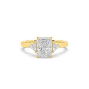 Radiant and Trilliant Diamond Trilogy Engagement Ring