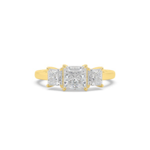 Trilogy Engagement Rings: Princess Diamond Trilogy Engagement Ring