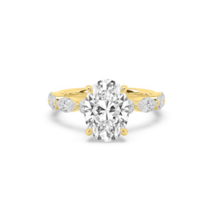 Oval with Marquise and Round Diamond Band Engagement Ring