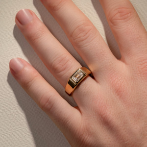 Mens Wedding Bands: Emerald Diamond Signet Ring