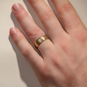 Mens Wedding Bands: 7.00MM Off Centred Single Groove Brushed & Polished Wedding Ring