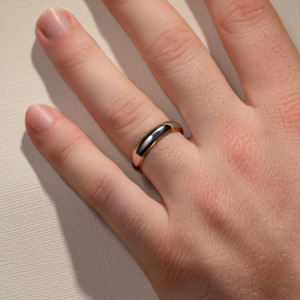 Mens Wedding Bands: 5.00MM High Half Round w/ Two Tone Edges Wedding Ring