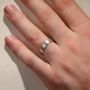 5.00MM Two Tone Low Half Round Brushed Wedding Ring
