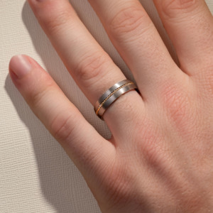 6.00MM Brushed Two Tone Intertwining Centre Wedding Ring