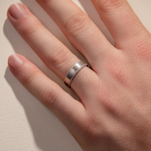 5.50MM Brushed Low Half Round With Beaded Edges Wedding Ring