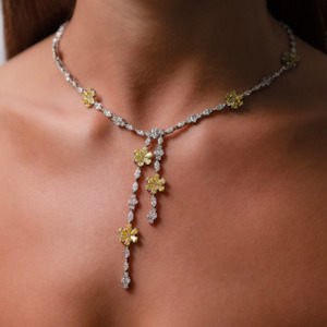 All Jewellery: Yellow Diamond Flower Necklace