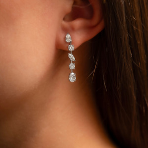 All Jewellery: Mix Shape Diamond Drop Earrings
