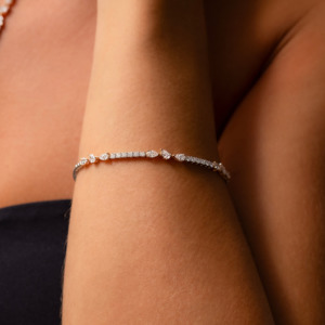 Rose & White Gold Pear Drop Bracelet