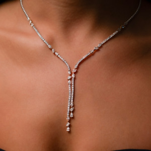 Rose & White Gold Pear Drop Necklace