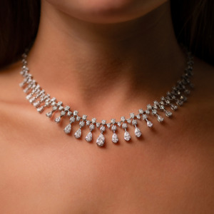 Grand Pear Cut Diamond Necklace