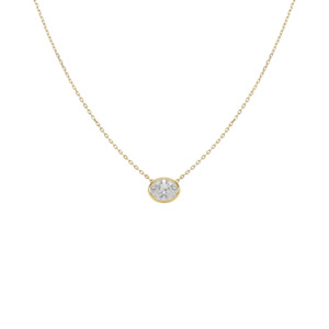 Necklaces Pendants: Oval Fine Diamond Bezel Pendant (Total 0.50ct)