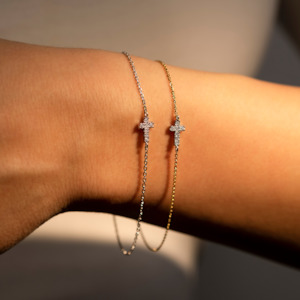 Fine Diamond Cross Bracelet