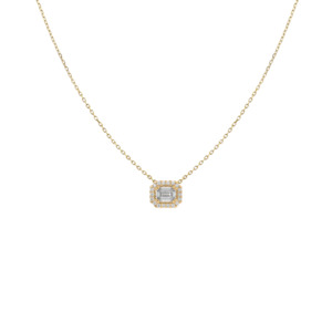 Emerald Diamond Halo Pendant (Total 0.50ct)