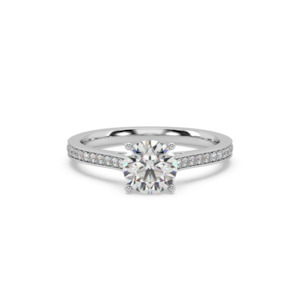 Round Brilliant Cut: Round Pavé Diamond Set Engagement Ring