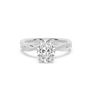 All Engagement Rings: Oval with Diamond Twist and Plain Band Engagement Ring