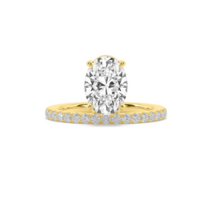 All Engagement Rings: Floating Oval with Diamond Band & Hidden Halo Engagement Ring