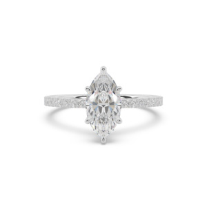 Diamond Band Engagement Rings: Marquise with Diamond Band & Hidden Halo Engagement Ring