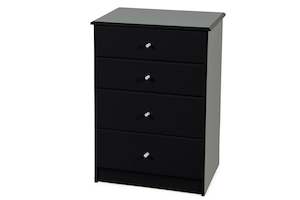 Bedroom Furniture: Black Pearl Tallboy - Four Drawers