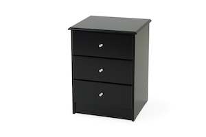 Black Pearl Bedside - Three Drawers