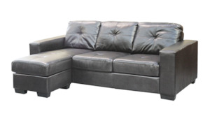 Three Seater: Lacando Chaise - Bonded Leather