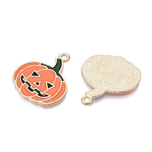 Pendants and Charms: Alloy Enamel Pumpkin Charm 24.5mm x 21mm x 1.5mm