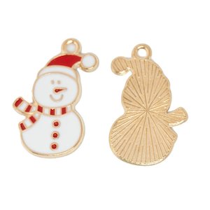 Pendants and Charms: Enamel Snowman Christmas Charm 24.3mm x 14.8mm x 1.5mm