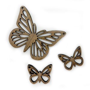 Laser Cut Walnut Butterfly Connector Set 5.8cm x 5cm