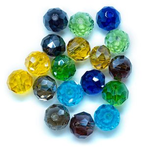 Crystal Beads: Electroplated Glass Faceted Rondelle 8mm x 6mm