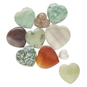 Gemstone Beads: Gemstone Heart Mix - Half Drilled 13mm x 12mm-20mm x 20mm