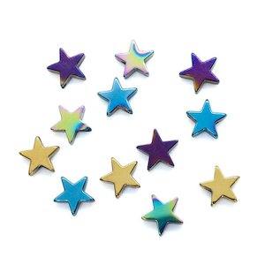 Hematite Beads: Electroplate Synthetic Hematite Star Bead 8mm
