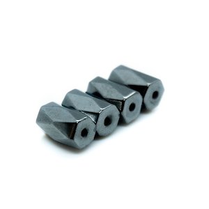 Hematite Beads: Magnetic Hematite Faceted Tube Beads 6mm x 8mm