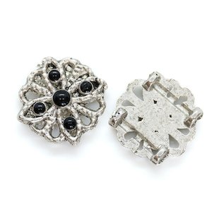 Metal Beads: Metal 4 Holed Spacer Bead With Black Bead Accents 15mm x 4mm