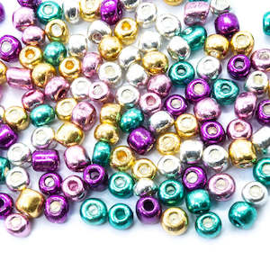 Seed And Bugle Beads: 6/0 Metallic Coloured Glass Seed Beads 6/0 (4mm)