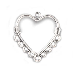 Connectors: Tibetan Style Chandelier Heart Connector 30mm x 27mm x 2mm