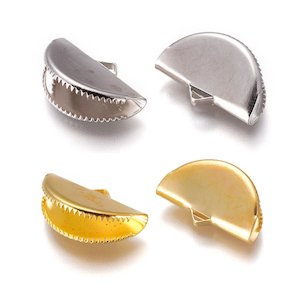 Cord And Ribbon Findings: Iron Ribbon Crimp Ends 12.5mm x 20mm