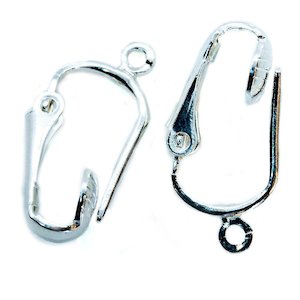 Earring Findings: Clip-on Earring With Loop 20mm x 10mm