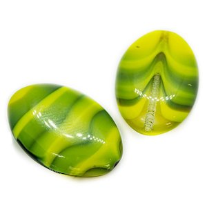 Czech Glass Pressed Bead with Lines 20mm x 14mm x 4mm