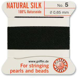 Stringing Material: Griffin Natural Silk Thread with Needle Size 5 0.65mm x 2m