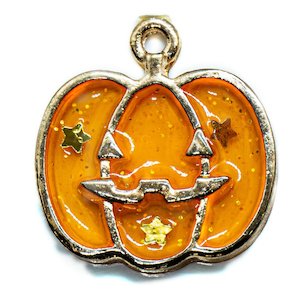 Enamel Charms: Transparent Enamel Pumpkin Charm 20mm x 19mm
